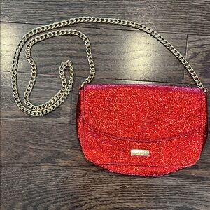 Jimmy Choo Red Glitter Chain Strap Bag